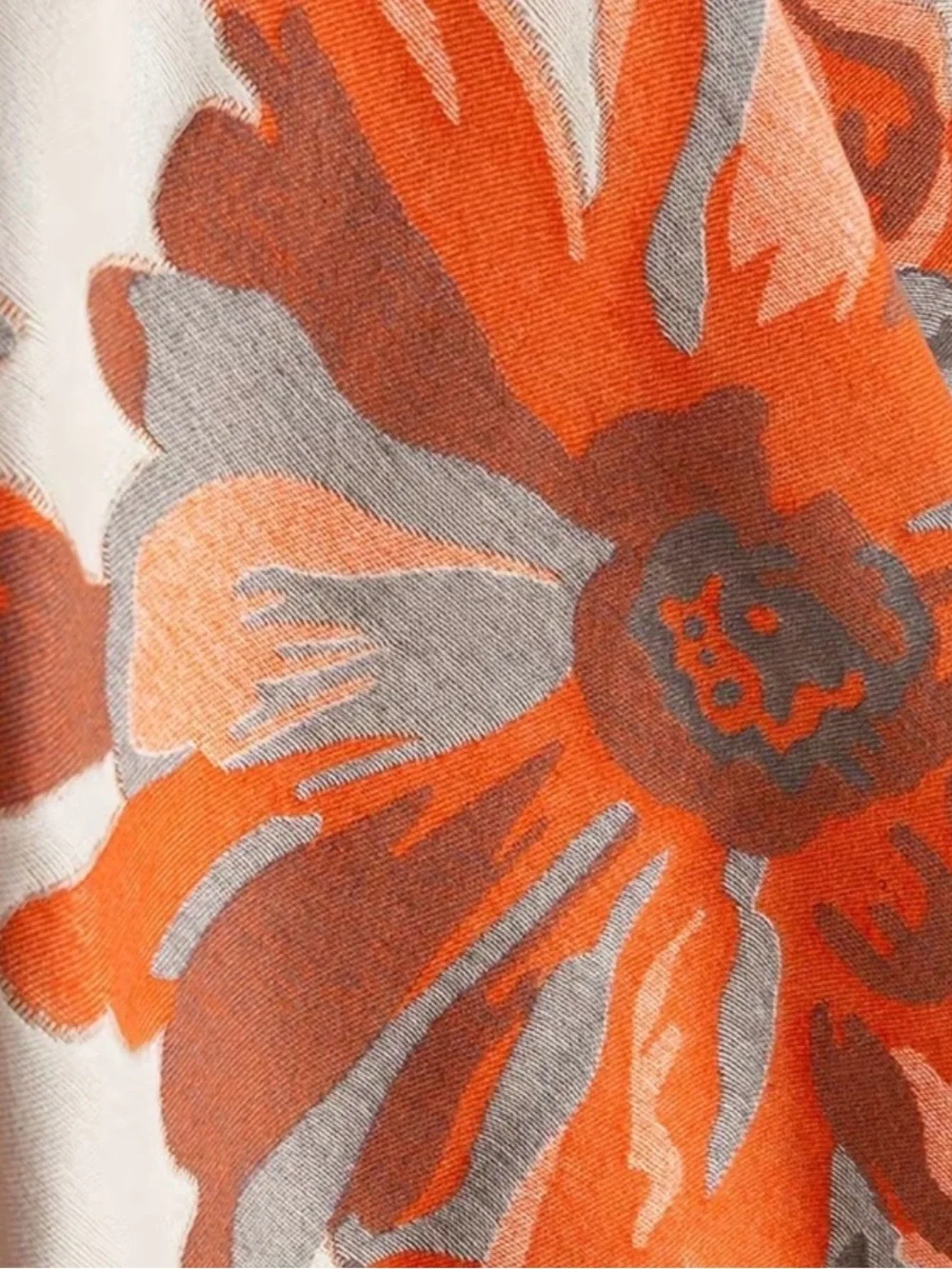 Luxury Floral Print cashmere wool blend Women's Scarf in Cream and Coral